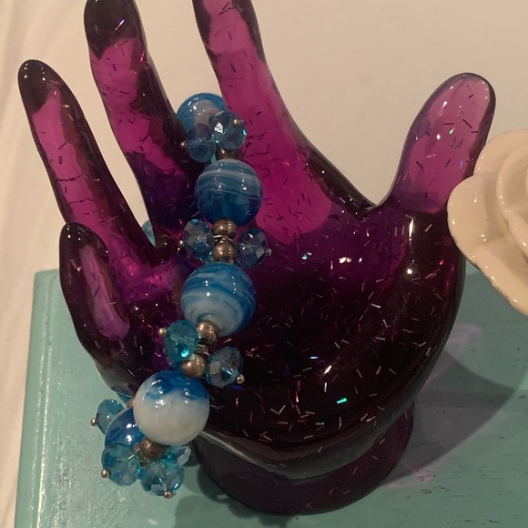 🏷️ NWT Kim Rogers Blue Stretch Bead Bracelet - Picture 4 of 6